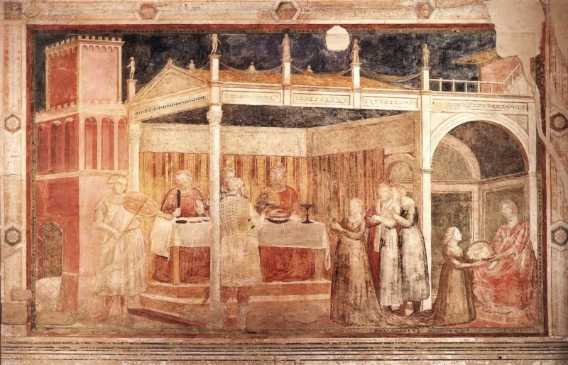 Peruzzi Chapel - Herod's banquet, with Salome presenting the head of John the Baptist to Herodias